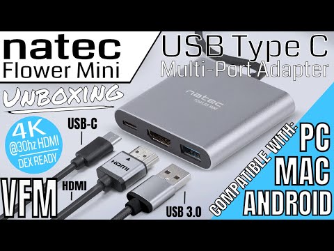 NATEC daugiaportinis „Fowler Plus“ USB-C šakotuvas, USB 3.0, 3x HDMI, 4K, USB-C, PD, RJ45, SD, Micro SD video
