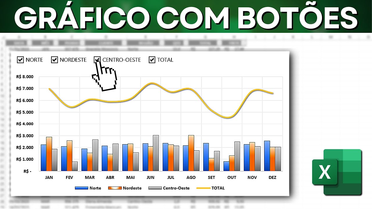 Gráfico Interativo  com Botões no Excel | Passo a Passo | Gráfico Dinâmico e Moderno