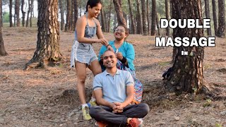Double Head Massage From Aishwarya and Monalisa | ASMR Bald Head Massage In Dwara