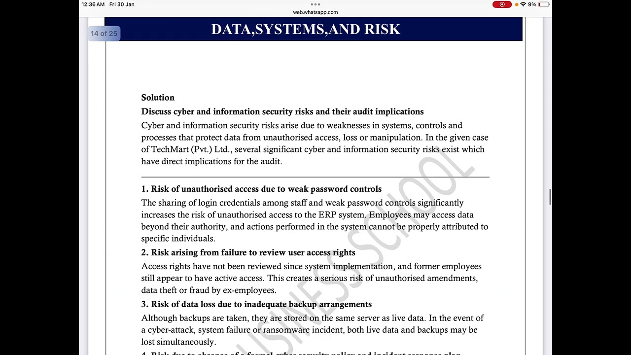 Chapter 15 case study 11 Data system risk