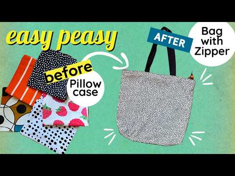 NEW!! The zipper stays on! ♻️ Sew a bag from 1 pillowcase – easy & sustainable,