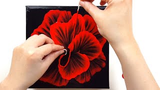 (345) Best Red Flower | Curly thread | String pull technique | Fluid acrylic | Designer Gemma77