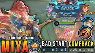 25 Kills + SAVAGE!! Bad Start Comeback Miya Late Game Monster!! - Build Top 1 Global Miya ~ MLBB
