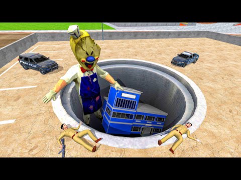 Police Station Fall in ICE Hole - INDIAN BIKES DRIVING 3D