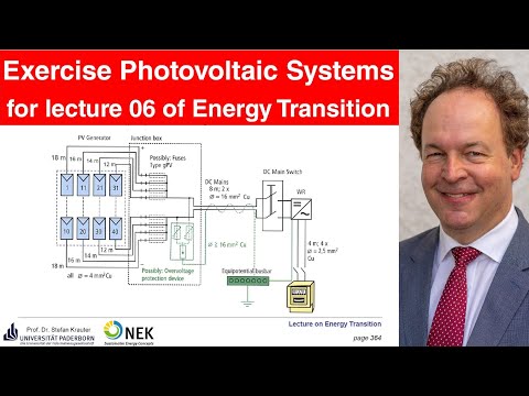 Solutions and Homework for Exercise 6 (PV2) of Lecture Energy Transition