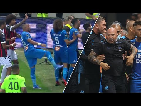 Total carnage in Ligue 1 as fans storm the pitch to fight players during Nice v Marseille!