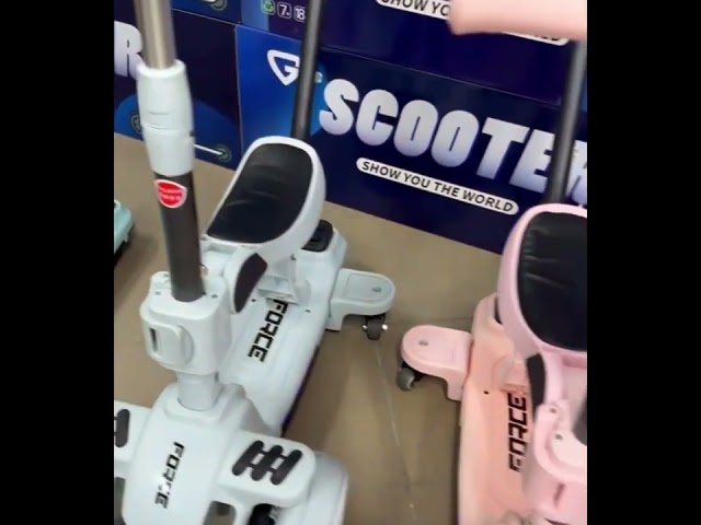 Дитячий триколісний самокат FORCE музика, підсвітка, сидіння, батьківська ручка Бірюзовий