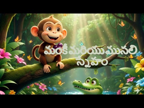 మంకీ & మొసలి స్నేహం | Monkey & Crocodile Telugu Moral Story | Kids Animated Story in Telugu