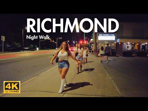 RICHMOND AFTER DARK Night Walk in Richmond's Crazy Nightlife District 4K
