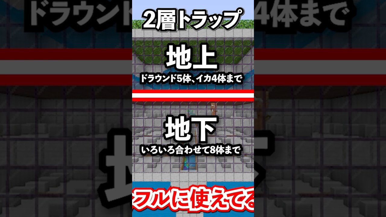 上はドラウンド、下は普通のモンスタートラップ【マイクラ実況】#マイクラ