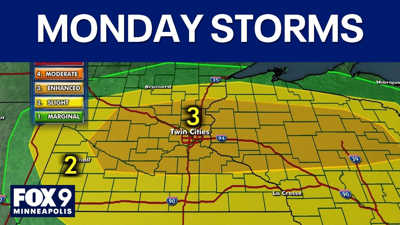 MN weather: Twin Cities metro at risk for strong storms Monday night