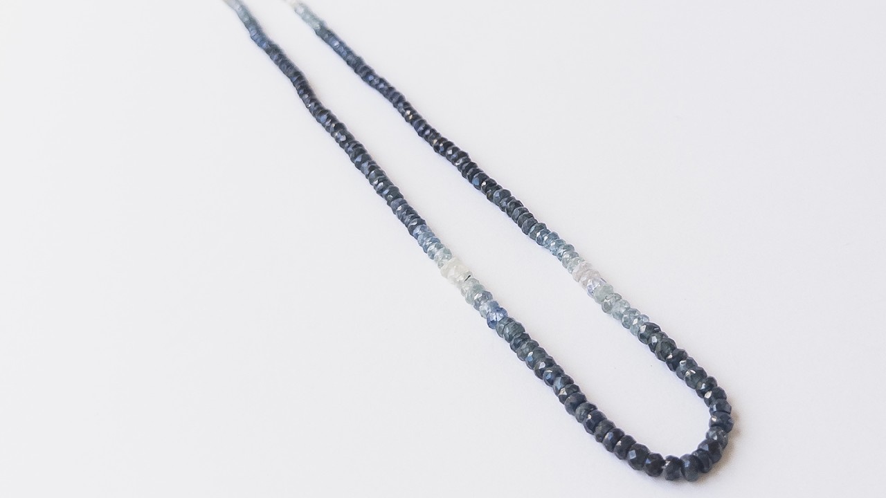 Shaded Blue Sapphire | Faceted Rondelle | 2.6-3.5mm Bead Size | 38cm Strand Length | 35 Carats video
