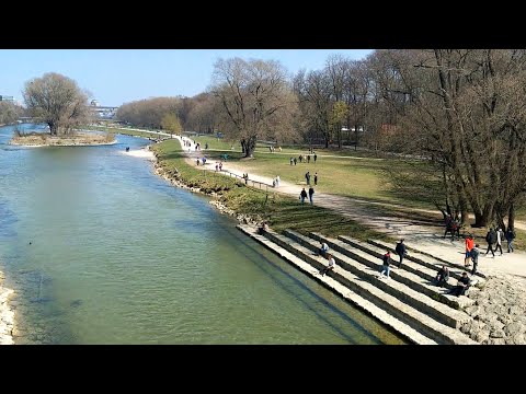 München Isar Baldeplatz Shutdown Corona Ausgehverbot 28. März 2020