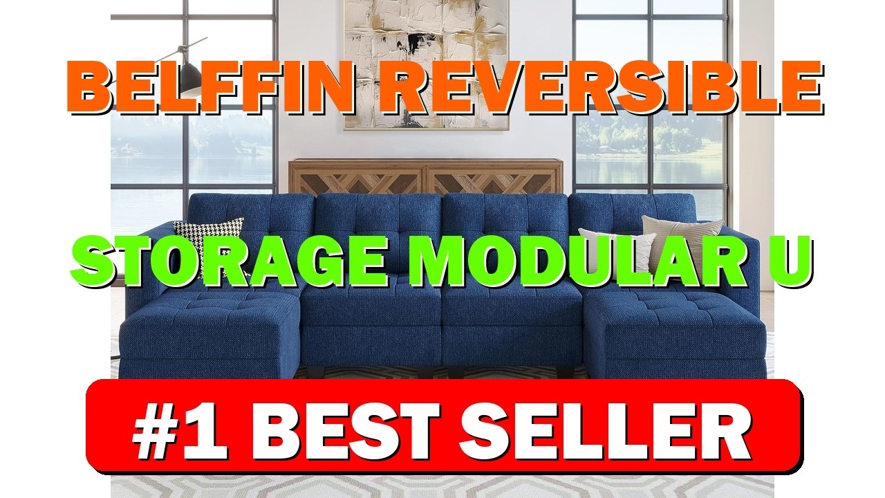 Belffin Reversible Storage Modular U Shape Sectional Sofa Couch with Double Chaises Mod - B0BYD7JQMM