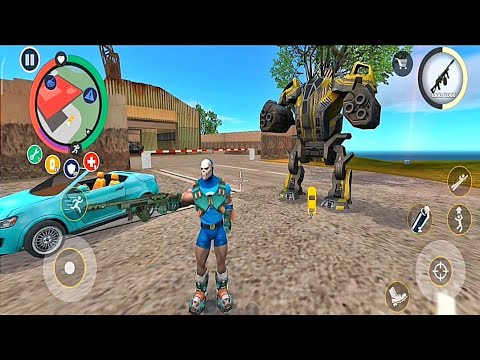 Rope Hero Vice Town | Ground Assault Mechine BD - 100 | Fighting Police Robots Car - Gameplay