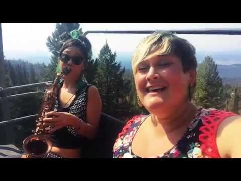 On a ski lift: musical jam Grace Kelly, Emily Braden