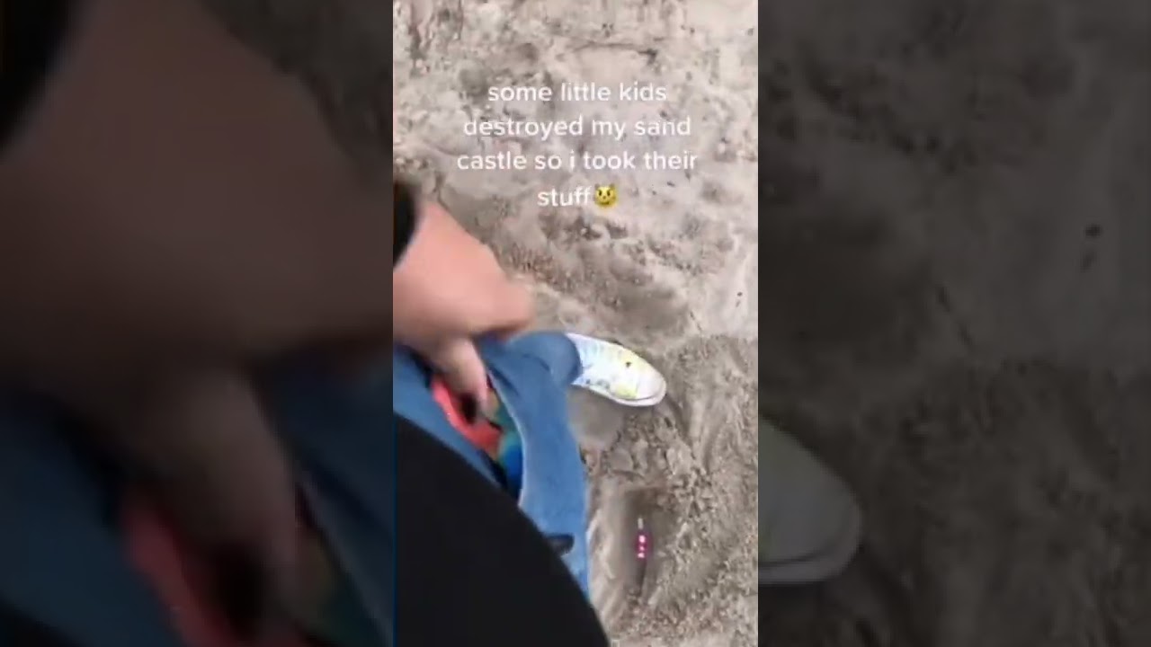 Some little kids destroyed my sand castle so I took their stuff | TikTok