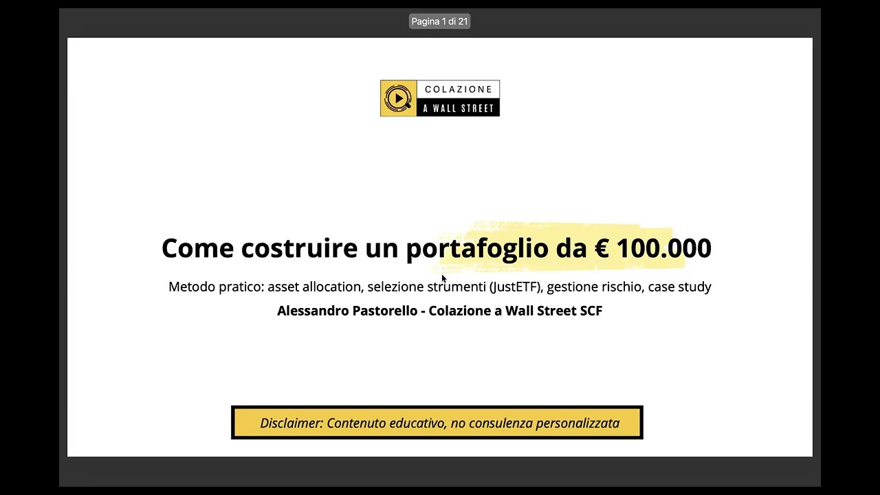 Webinar Costruire da Zero un portafoglio da 100.000 Euro
