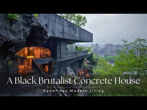 The Art of Contrast: A Black Brutalist Concrete House Redefines Modern Living