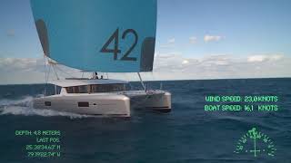 Teaser Lagoon 42 Catamaran at 16 knots