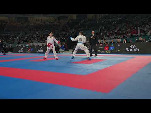 2025 Cairo quarter-final Female Kumite −55 kg: Daiyana Darenskaya  (KAZ) vs Elena Quirici (SUI)