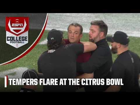 South Carolina’s Shane Beamer gets HEATED after being taunted by Illinois’ Bret Bielema | ESPN CFB
