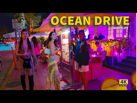 Ocean Drive Nightlife Tour 🔥 | Miami Beach Party, Cars & Music 4K