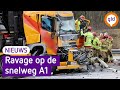 Vrachtwagenchauffeur bekneld na botsing op A1 bij Ugchelen | Omroep Gelderland
