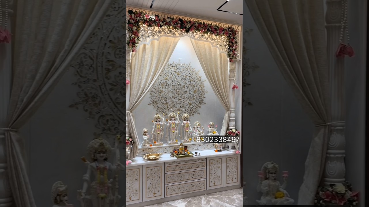 MAKRANA WHITE MARBLE TEMPLE FOR HOME MANDIR #MandirDesign #MarbleArt #MarbleMandir #mandirdesign