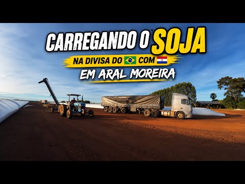 PASSANDO PELA DIVISA DO BRASIL COM PARAGUAI PARA CARREGAR O SOJA EM ARAL MOREIRA - MS