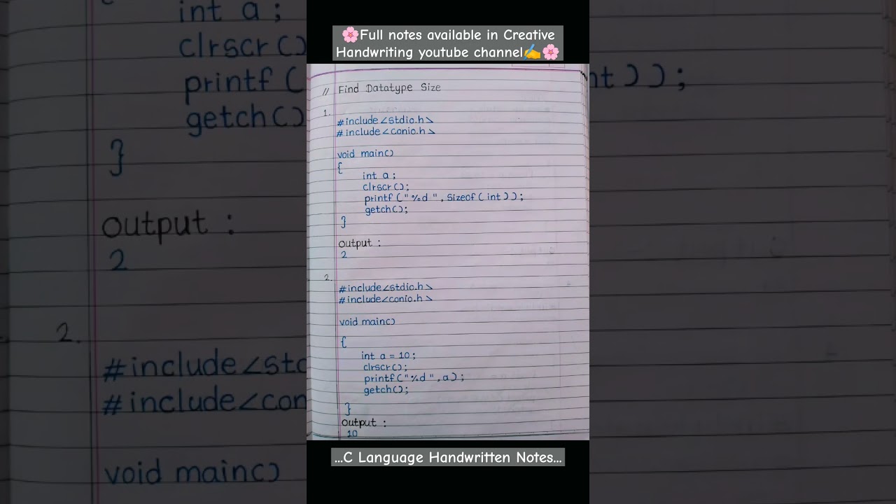 ||C Programming Handwritten Notes || C Language Basic Programs || C Notes Handwritten Notes ||
