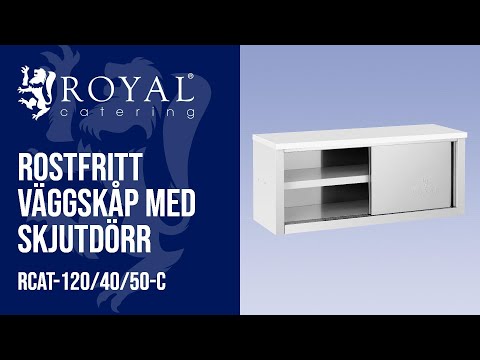 video - Rostfritt väggskåp med skjutdörr - 1200 x 400 x 500 mm mm - 65 kg lastkapacitet per fack - Royal Catering