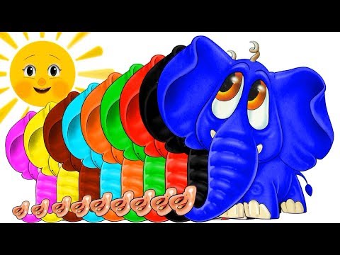 Learn Colors for Children painting an Elephant. New Cartoon Coloring Book about the Elephant.