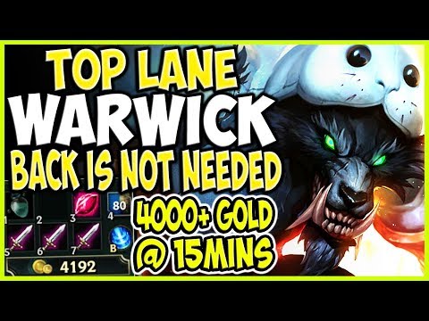 TOP LANE WARWICK BACK IS NOT NEEDED! 4000+GOLD @15MINS! Warwick vs Cho'Gath Season 9 Ranked Gameplay