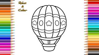 Relax & Color | Hot Air Balloon Coloring Page | Relax & Color Beautiful Sky Balloon Art
