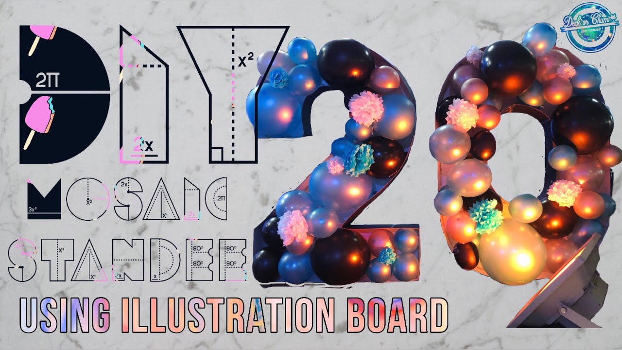 DIY BALLOON MOSAIC NUMBER 20 TUTORIAL USING ILLUSTRATION BOARD || EASY AND AFFORDABLE || DIY LARGE
