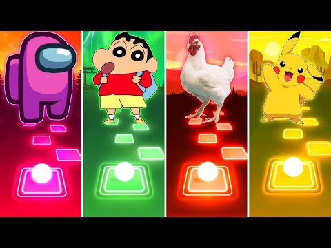 Among Us vs Shinchan vs Chicken vs Pikachu - Tiles Hop EDM Rush