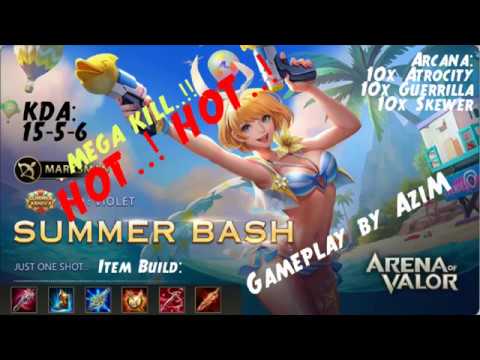 Violet Summer Bash Skin (Too Hot) - Gameplay by AziM - Arena of Valor