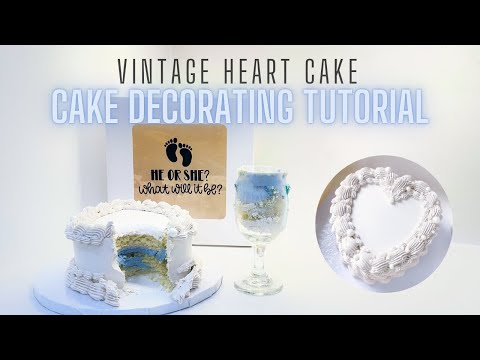 Vintage Heart Cake Tutorial 🍰 | Beginner Friendly Gender Reveal Cake Full Step-by-Step ✨