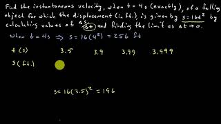 Applied Calculus - Finding Instantaneous Velocity Using Limits And Definition Of The Derivative