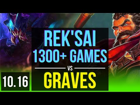 REK'SAI vs GRAVES (JUNGLE) | 1300+ games, Legendary, KDA 22/6/13 | KR Grandmaster | v10.16