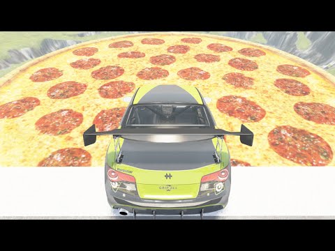 CARS JUMPS INTO PIZZA #1 - BeamNG.Drive CRASHES