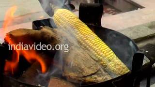 Sweet Corn roasting in Rishikesh 