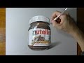 A glass jar of Nutella realistic drawing 