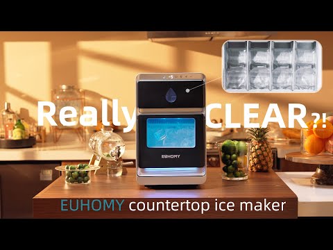 Euhomy portable countertop crescent ice cube ice maker review ,really CLEAR?!#euhomy #icemaker