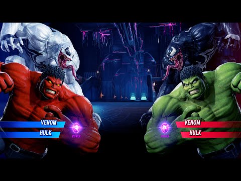 Anti-Venom & Red Hulk vs Venom & Green Hulk (Very Hard) - Marvel vs Capcom | 4K UHD Gameplay