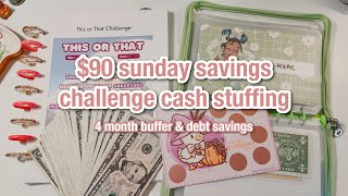 $90 savings challenge cash stuffing | sunday savings october 2 | #savingschallenges