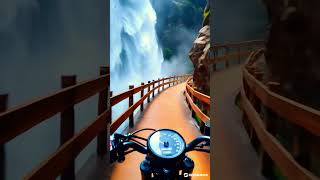 Ride to the Falls | Nature&#39;s Power in One Shot 🌊🏍️ #Shorts #NatureShorts