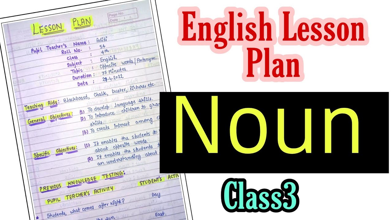 English Lesson Plan for Jbt/D.el.ed-- Noun -- Class3 || Lesson Plan 12 || An aspirant !