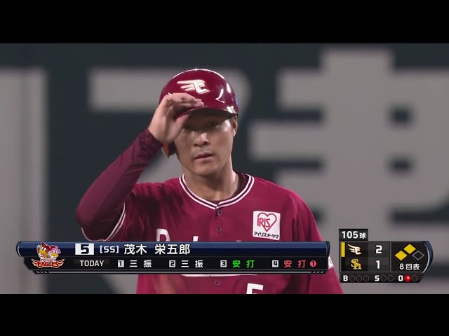 【8回表】5試合ぶり打点は貴重なタイムリー‼ イーグルス・茂木 センター方向へ勝ち越し打‼ 2019/5/31 H-E